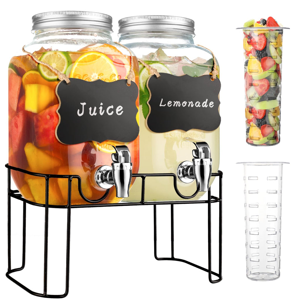 1 Gallon Glass Drink Dispenser with Stand and Spigot V931399