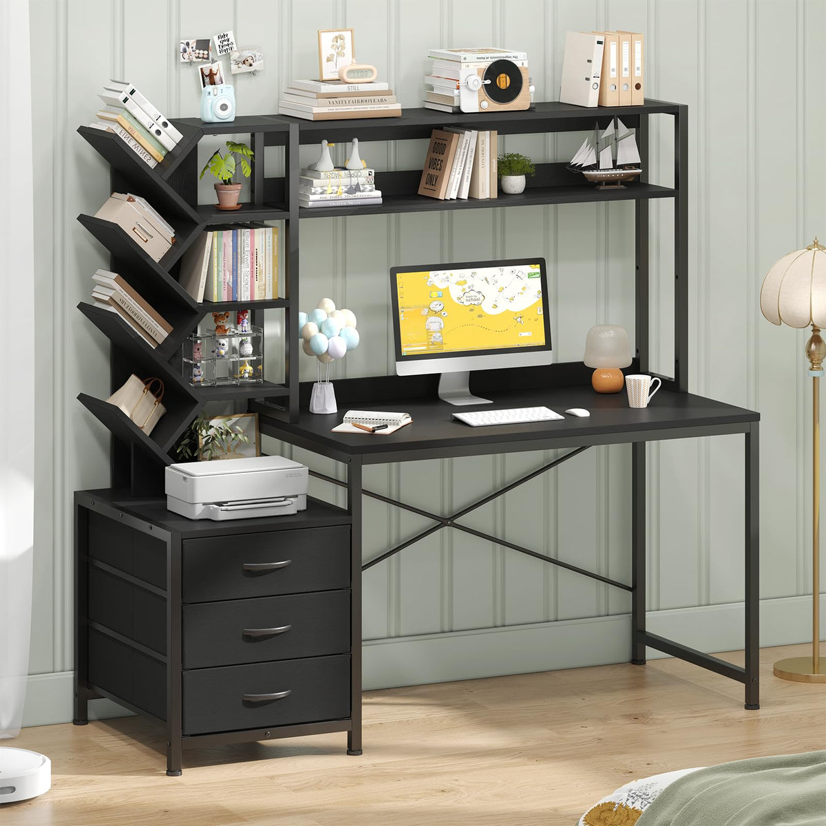 52" Computer Desk with Bookshelf, 3 Drawers & Hutch Z354454