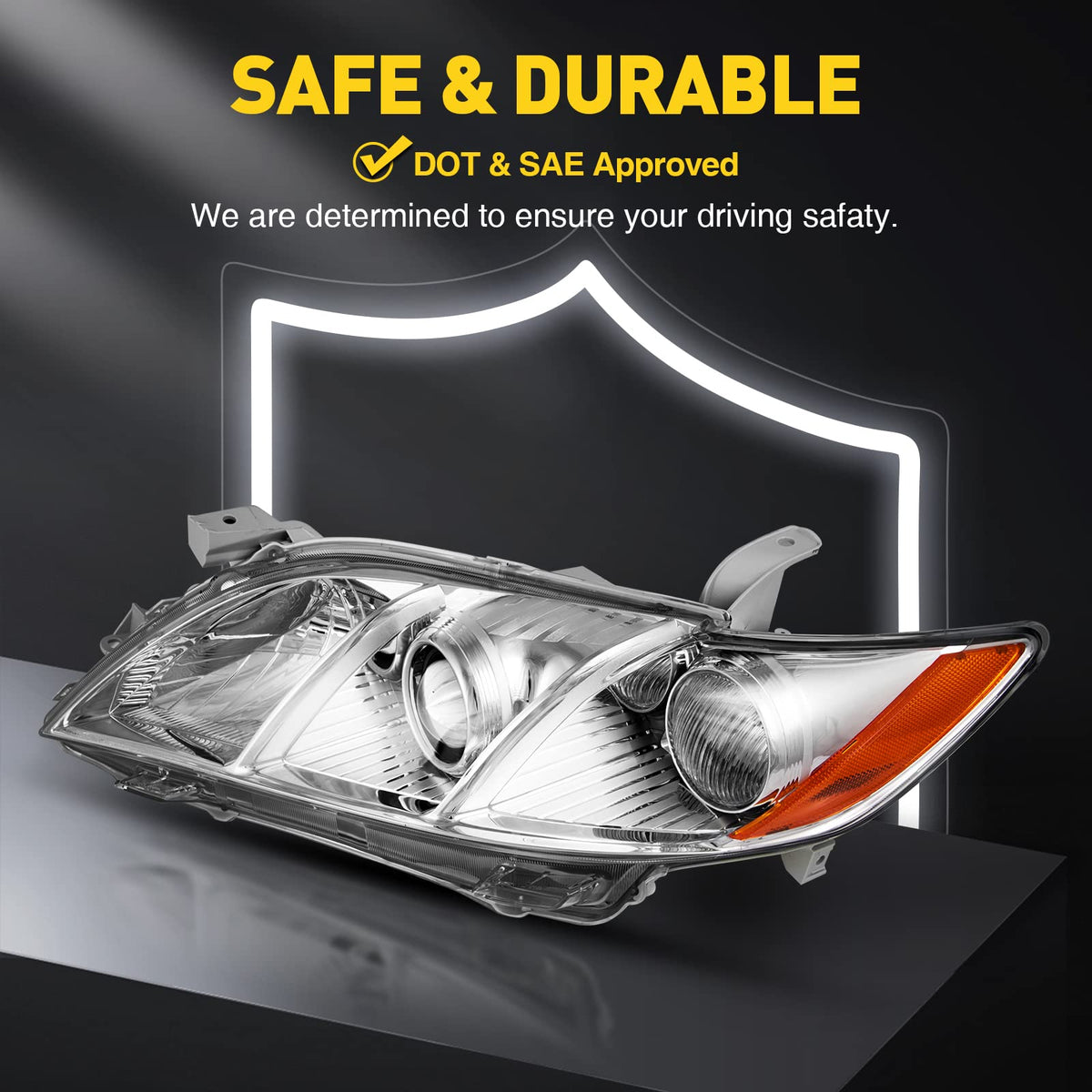 Headlight Assembly Amber Reflector Clear Lens Pack of 2 I42983