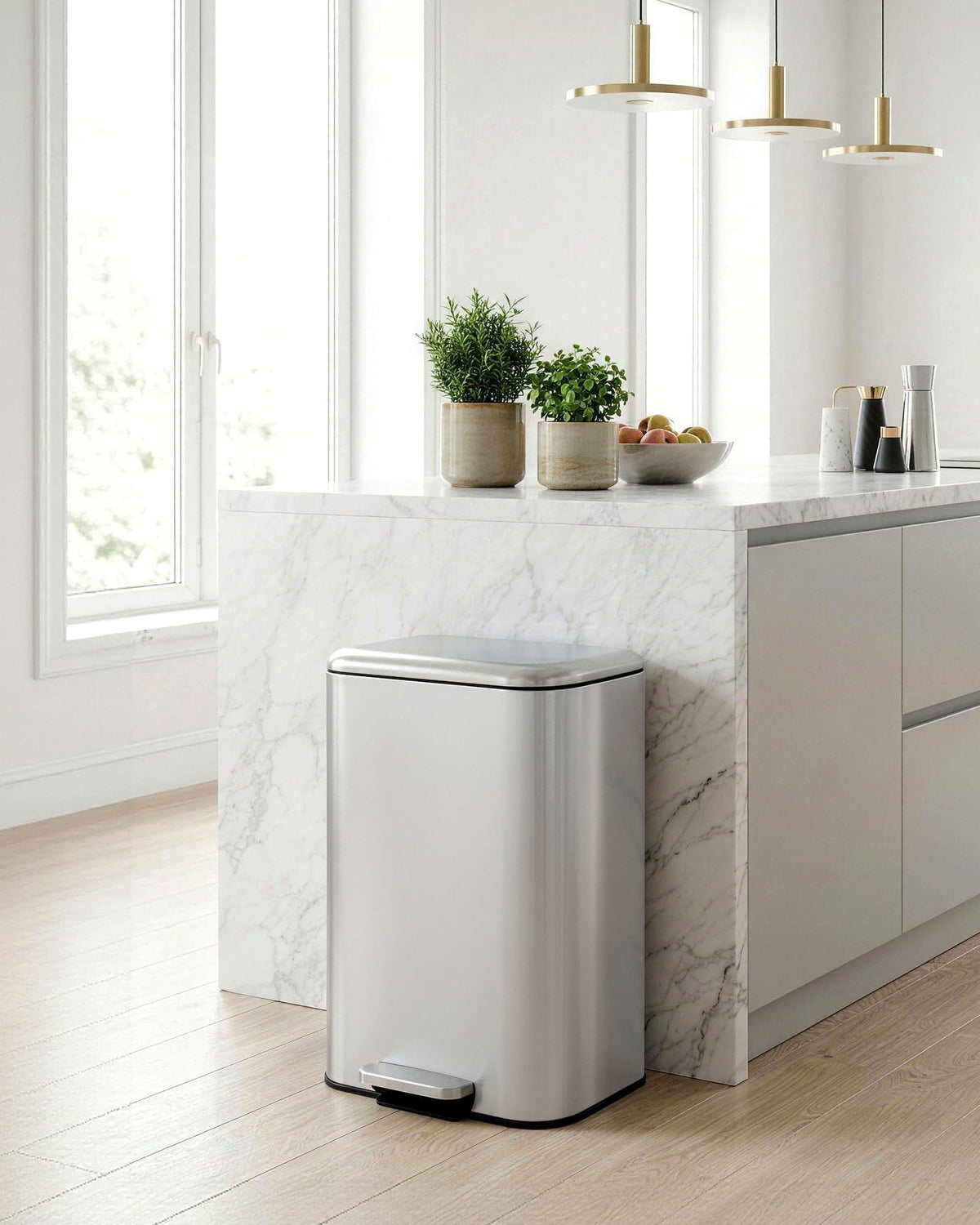 50L Stainless Steel Step Trash Can E91985