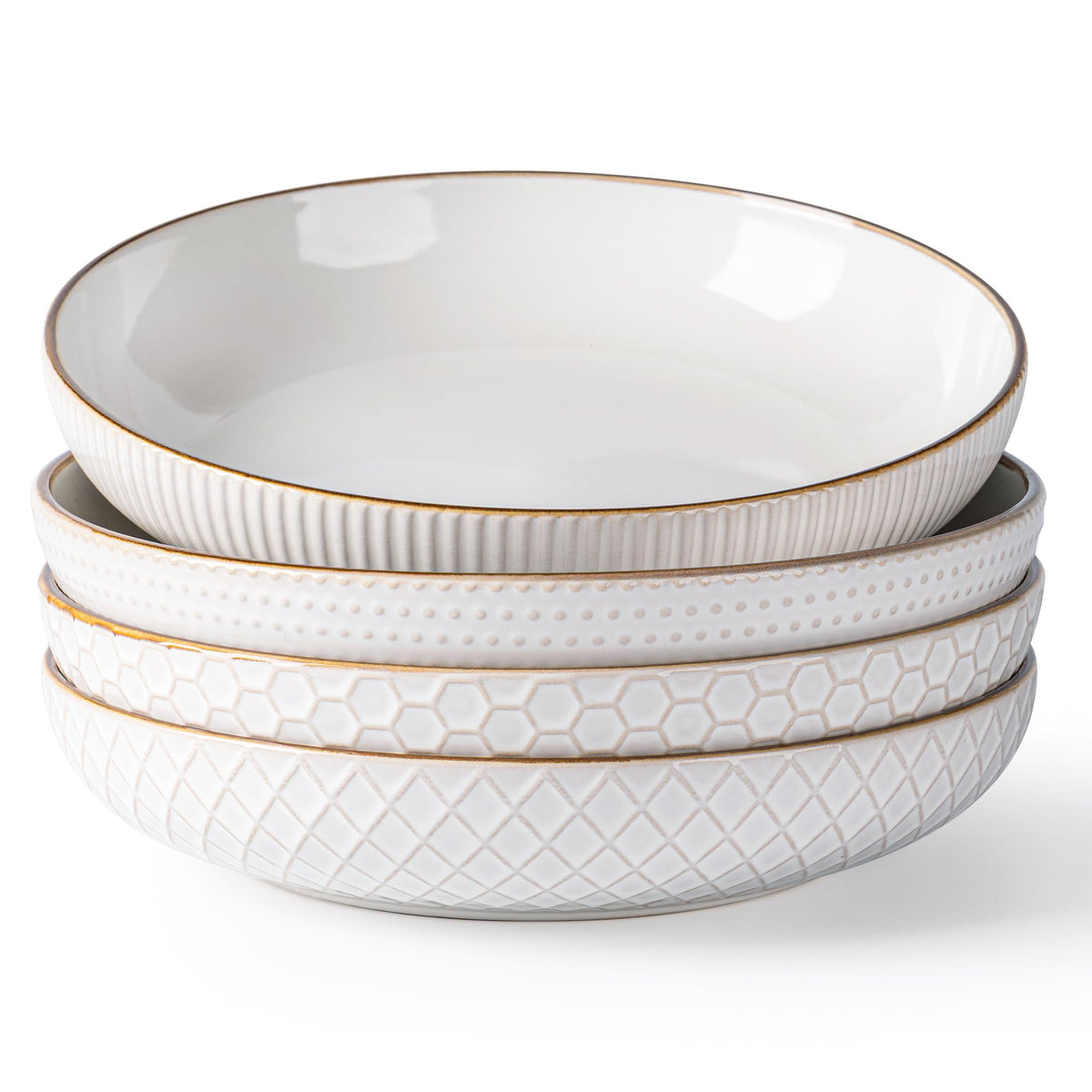 9.5'' 42 Ounce Stoneware Ceramic Pasta Bowls Set of 4 Y624