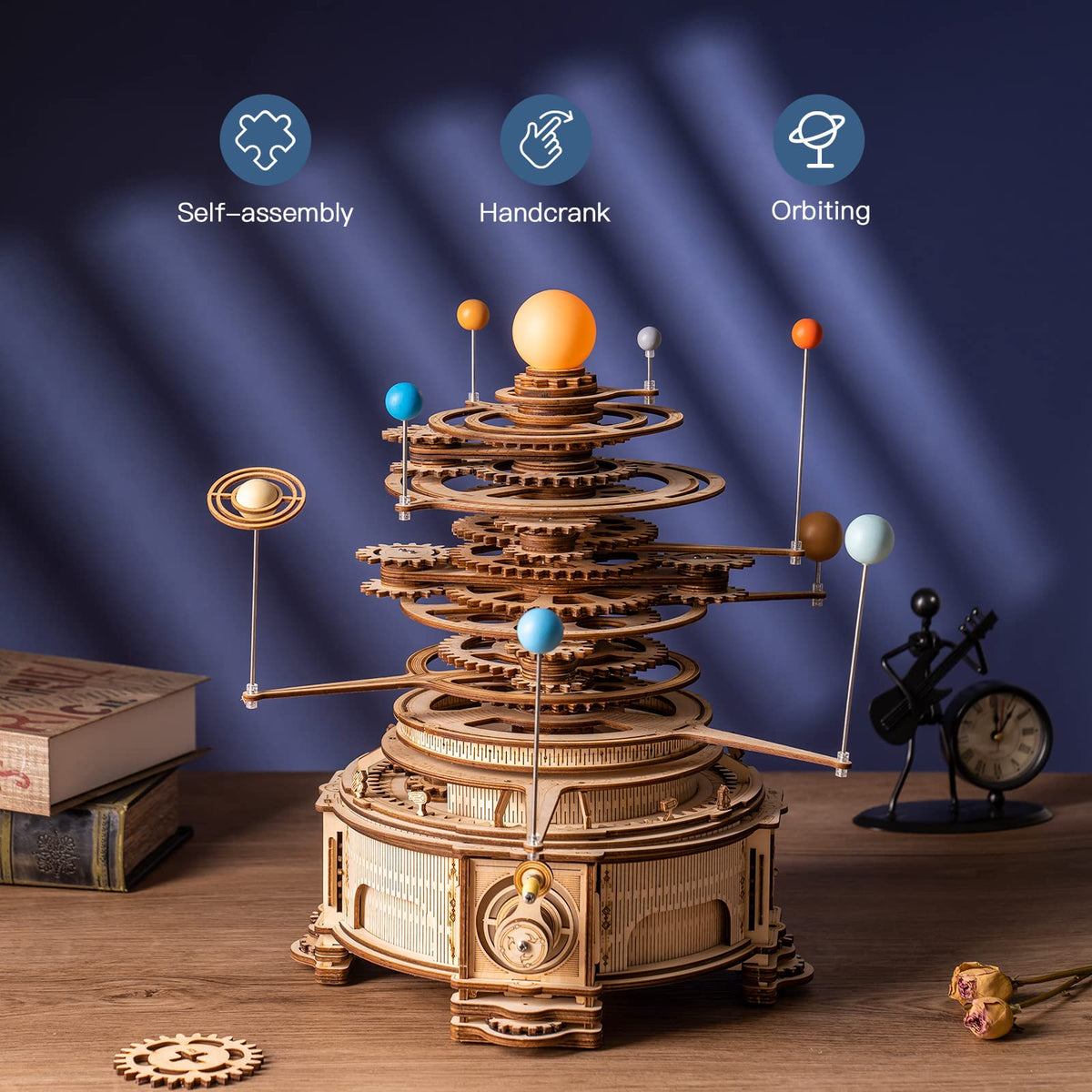 3D Wooden Puzzle Mechanical Building Set 8 Orbiting Planets E20045