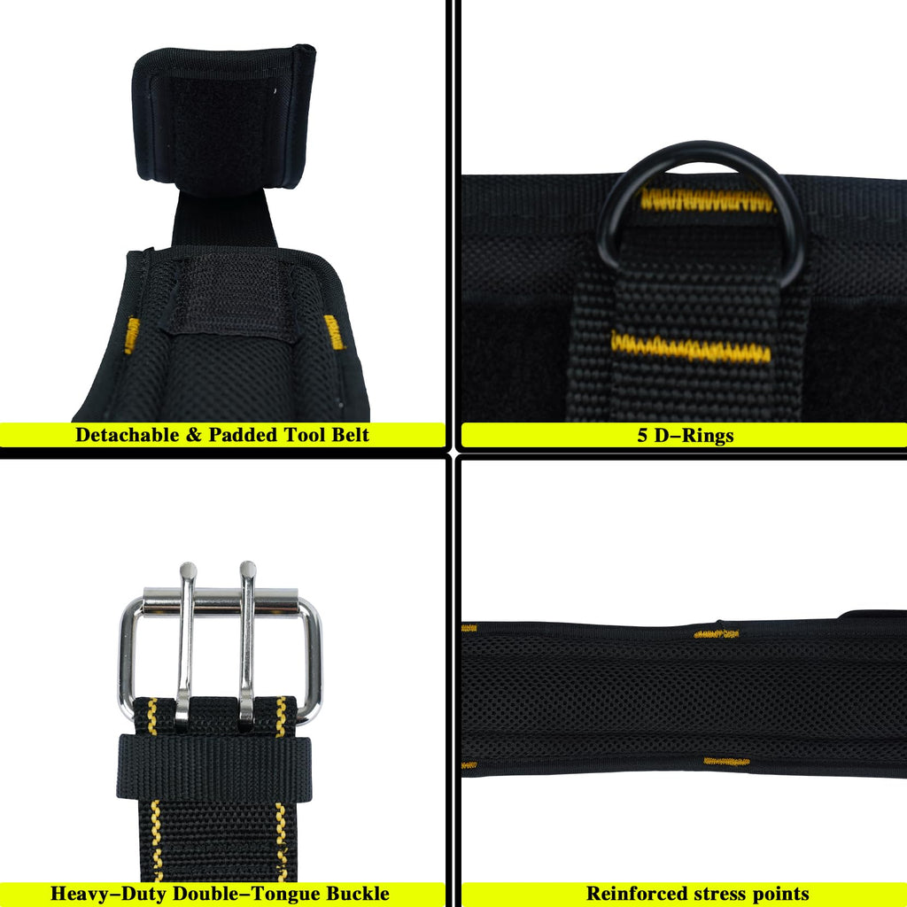 2-Inch Padded Tool Belt with 4 D-Rings Heavy Duty Double Metal Roller Buckle N487380