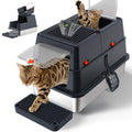 Stainless Steel Enclosed Litter Box with Lid, Extra Large, Black I5499