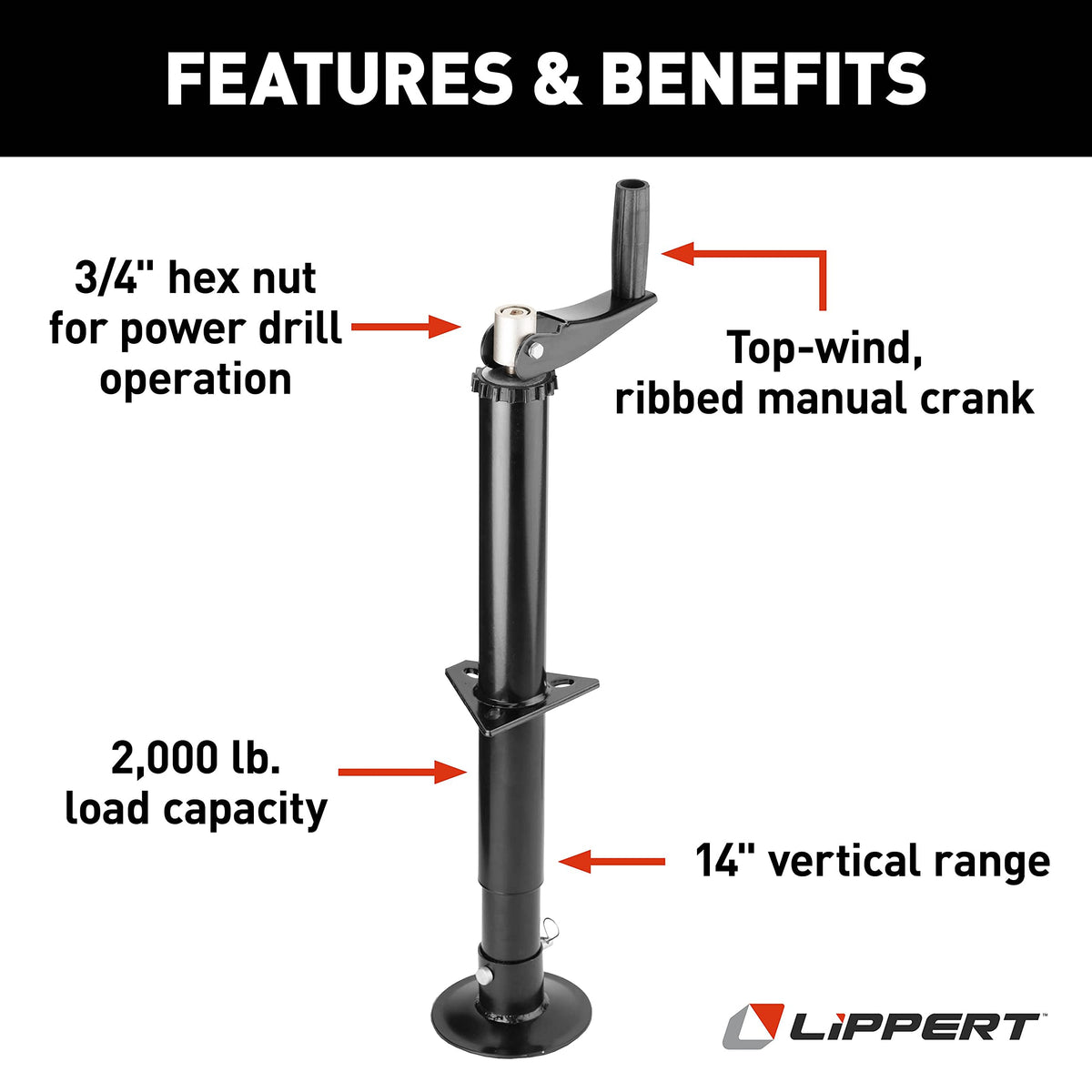 Black Tongue Jack for Trailers E69044
