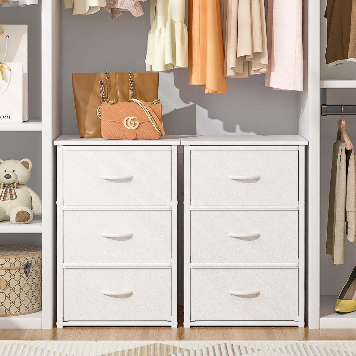 White 3 Drawer Stackable Storage Drawers A1123