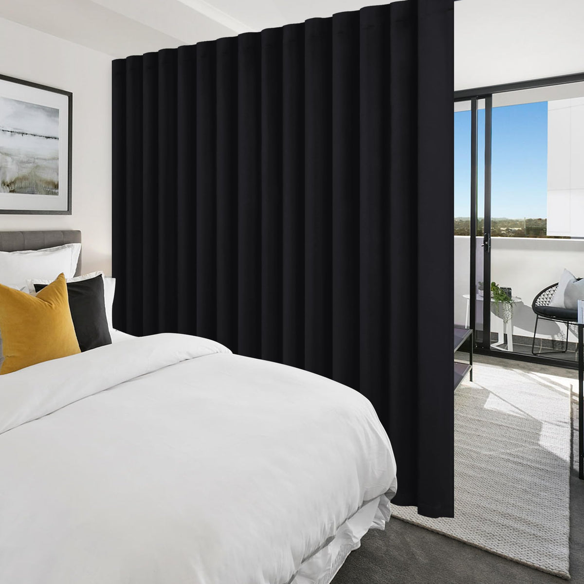 Blackout Room Divider Curtain 120 x 96 Inches Black U297