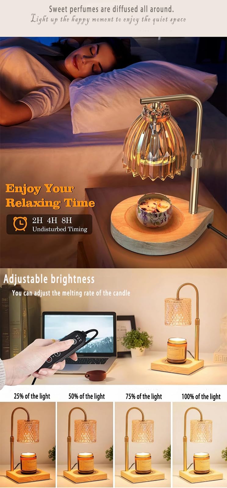 Adjustable Dimmable Candle Warmer Lamp with 2 Bulbs T28639