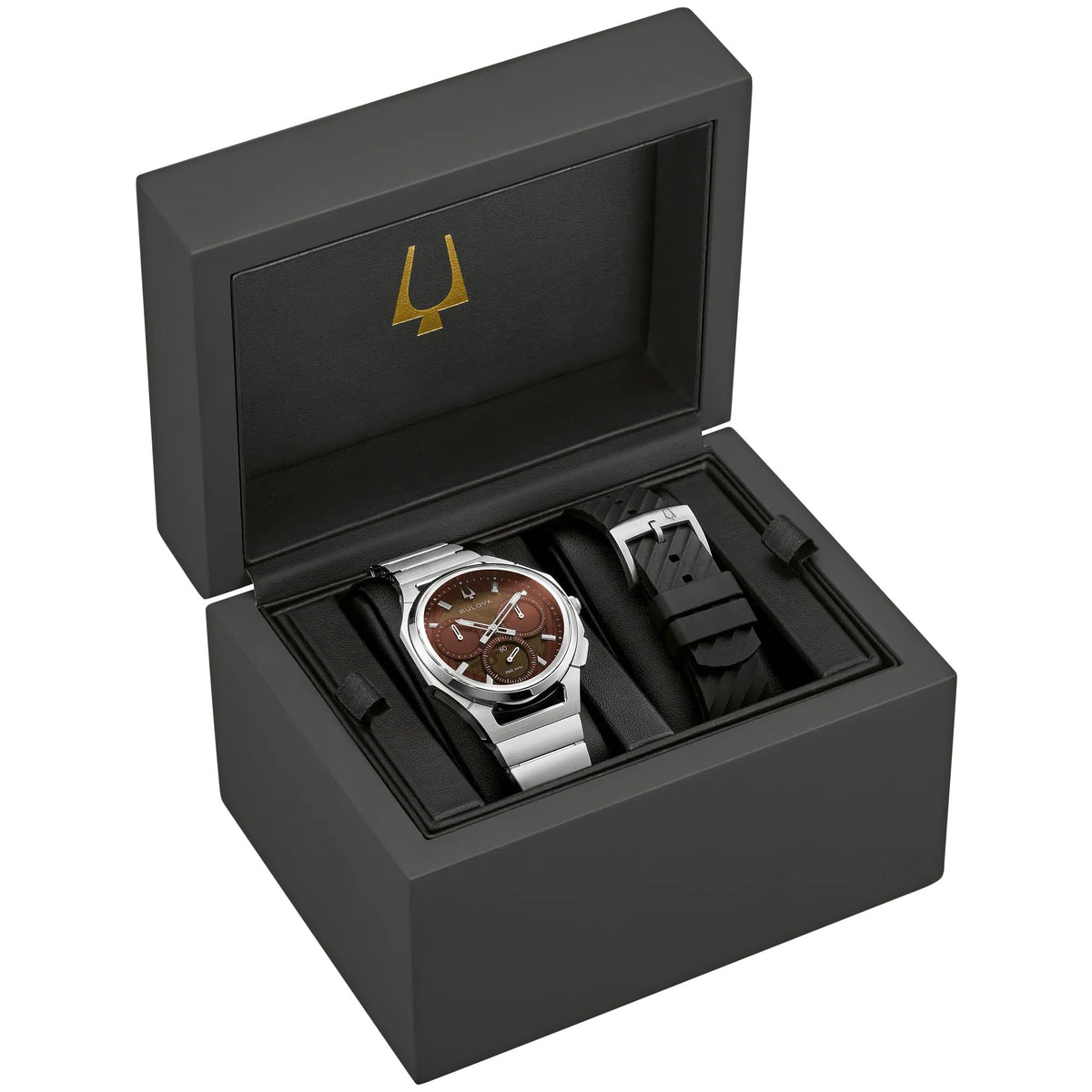 Brown Dial Stainless Steel Chronograph Watch Set 41.5mm T725