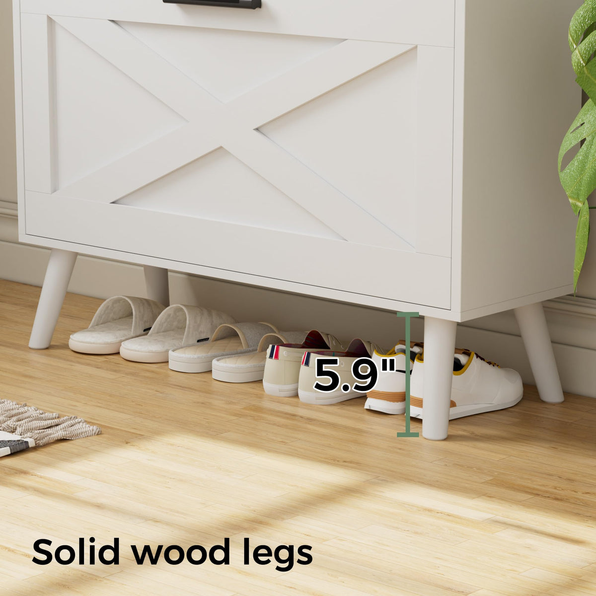 Farmhouse Shoe Storage Cabinet with Flip Drawers N2478