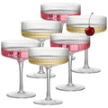 6 Pcs 10 oz Ribbed Coupe Glasses Set T66838