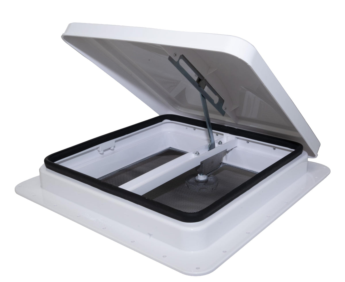 14" RV Roof Vent with White Lid and Manual Crank Q13727