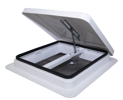 14" RV Roof Vent with White Lid and Manual Crank Q13727