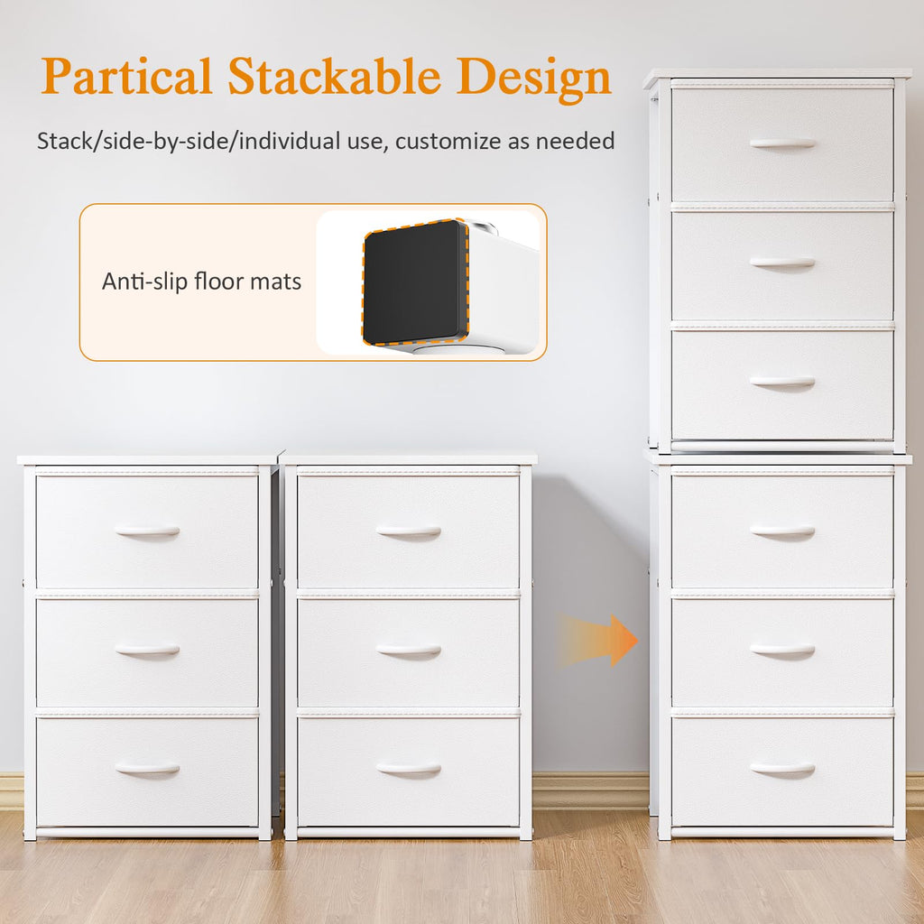 White 3 Drawer Stackable Storage Drawers A1123