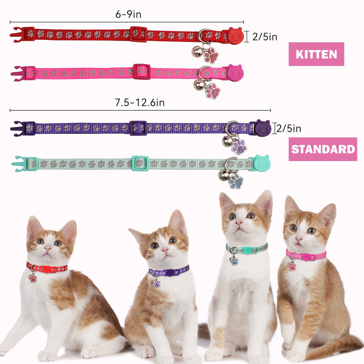 Breakaway Cat Collars with Bells 4PCS D531