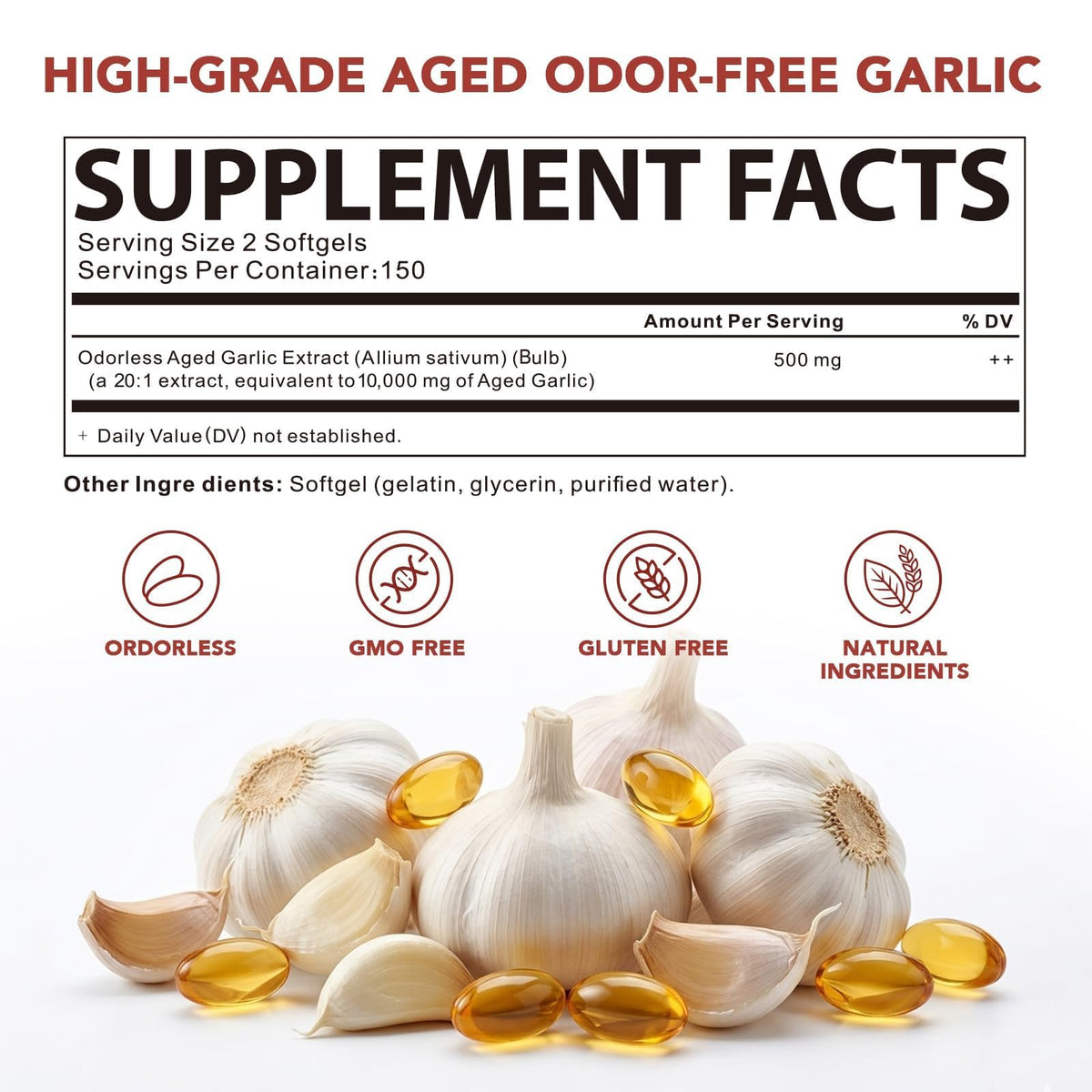 Garlic Extract Supplements, 300 Softgels Y8835