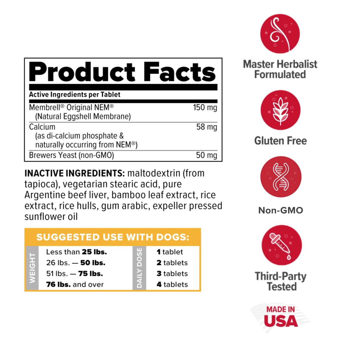Joint Health Support for Dogs 60 Tablets B801