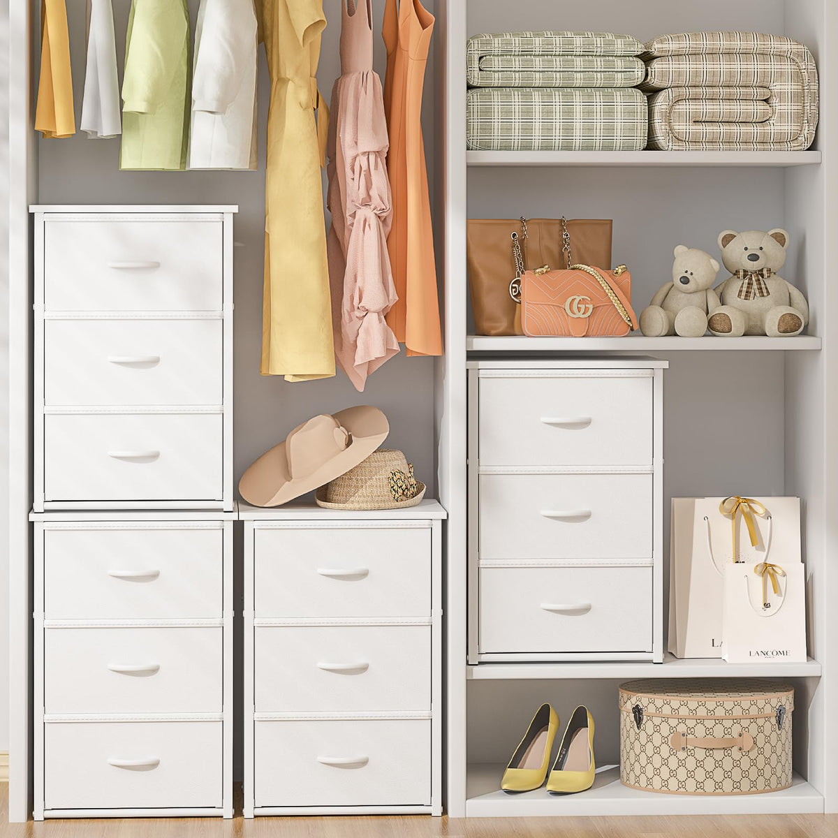 White 3 Drawer Stackable Storage Drawers A1123