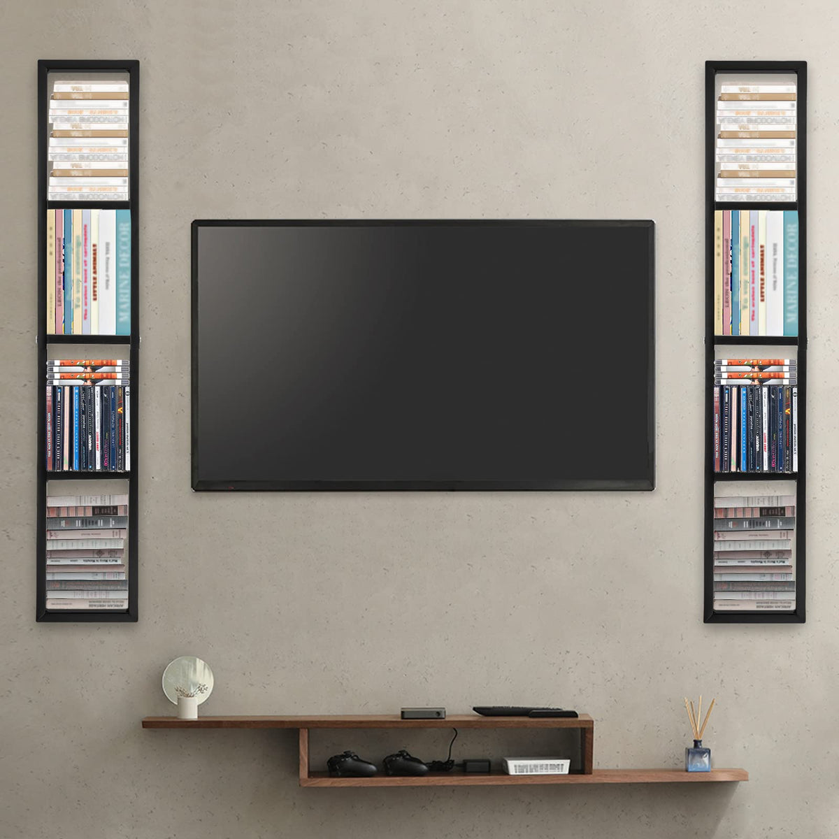 34 Inch Black Metal Media Storage Rack X9736