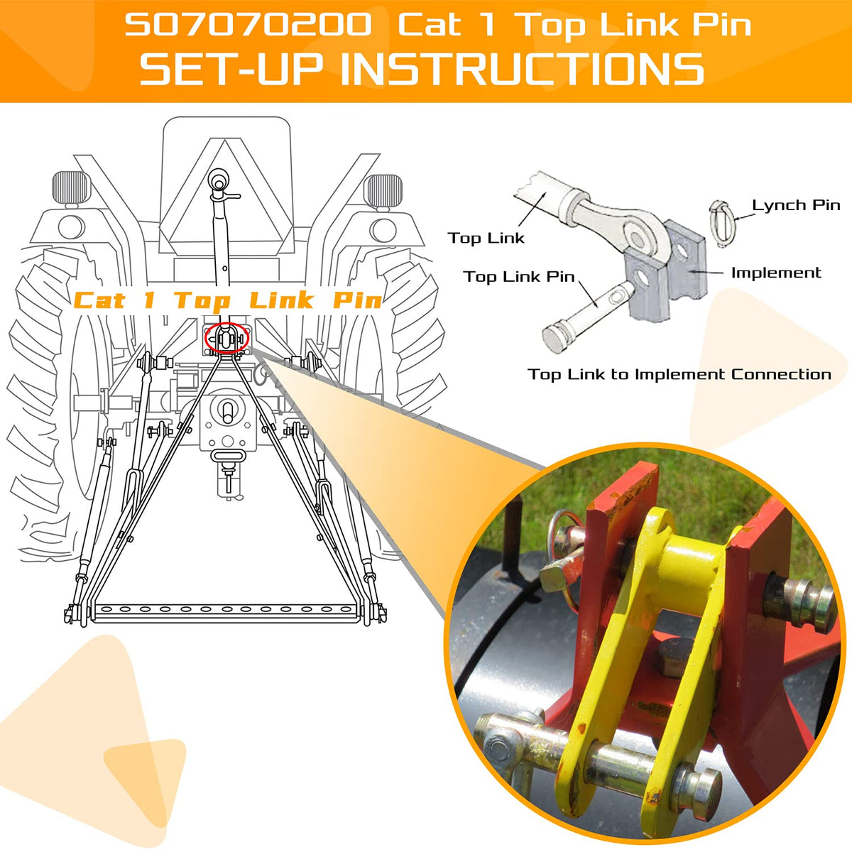 4 Pack 3/4 in Top Link Pin N1378