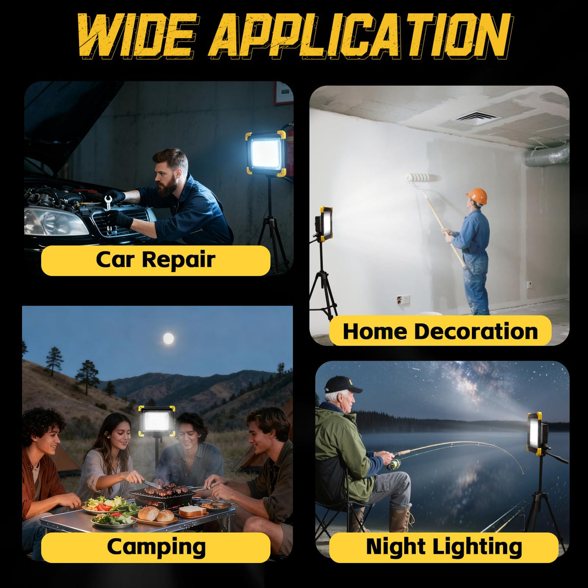 12000mAh Rechargeable Magnetic LED Work Light IP65 Waterproof 4 Modes W8803