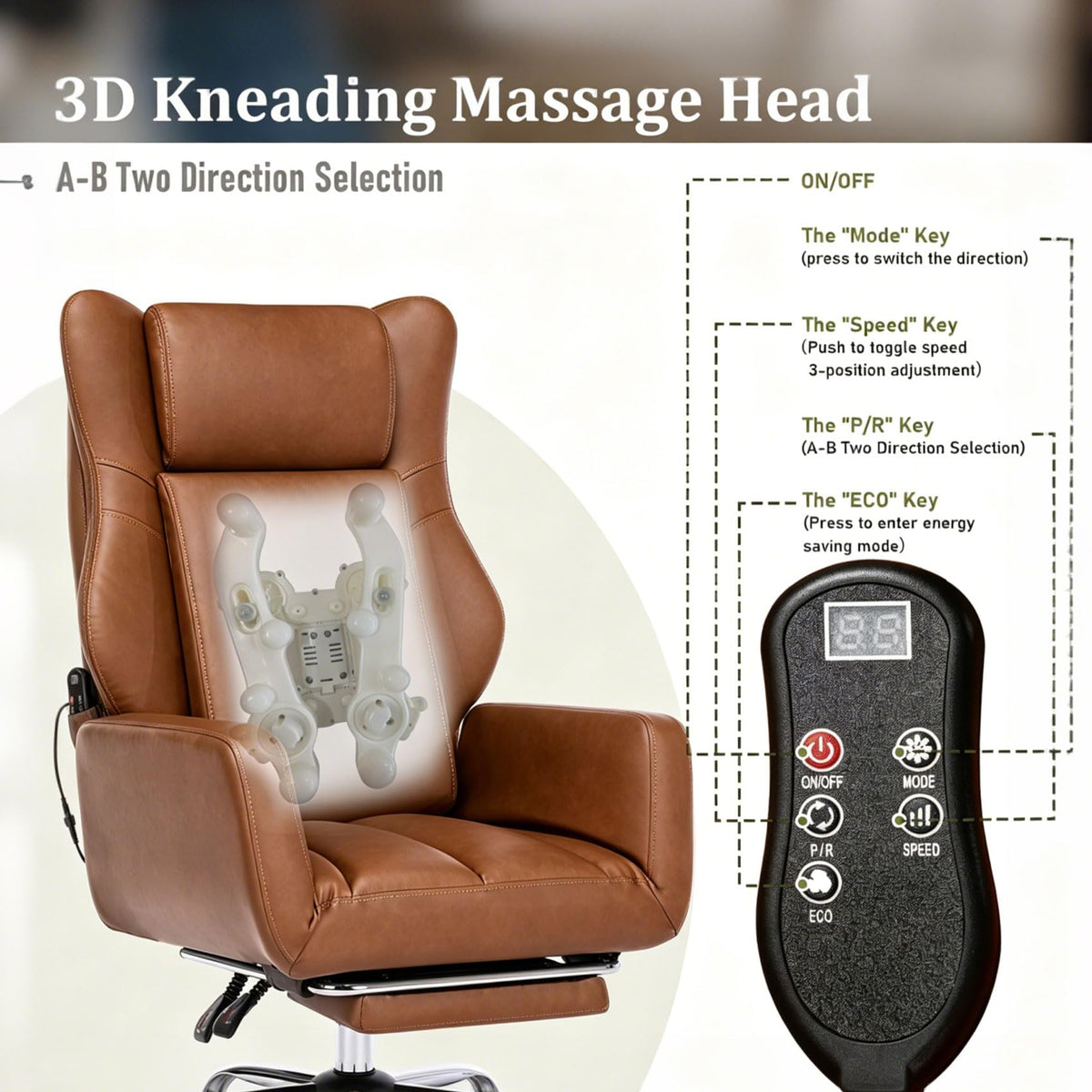Brown Faux Leather Massage Office Chair Q6806