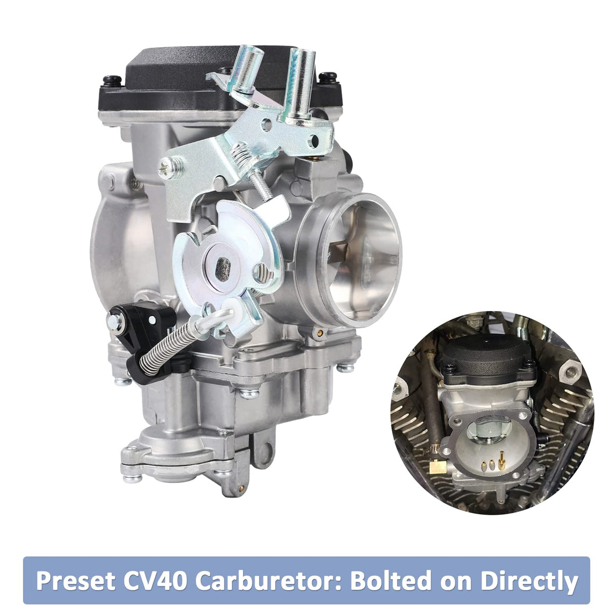 CV40 Carburetor & Choke Cable with Fuel Filter Spark Plug Jets I5381
