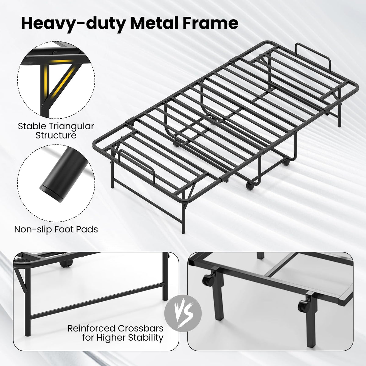 Twin Folding Bed Frame with Memory Foam Mattress O3506