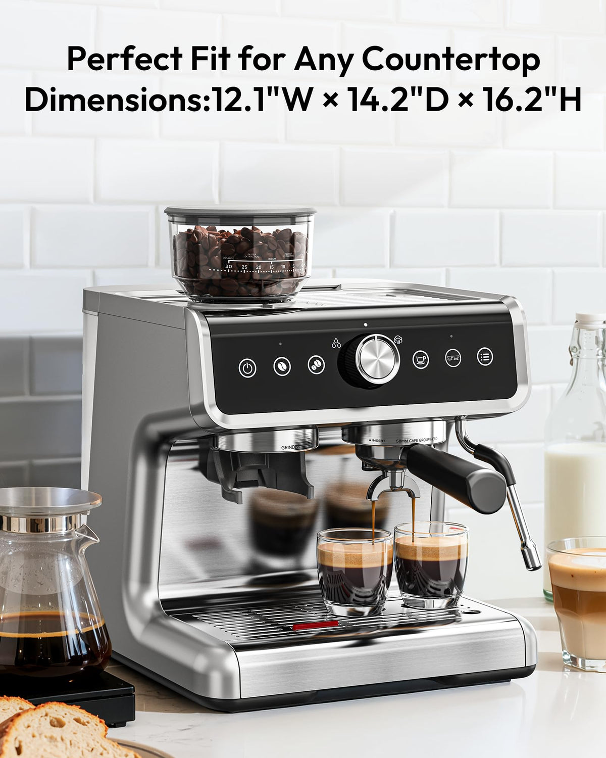 Espresso Machine with Grinder and Milk Frother J6748