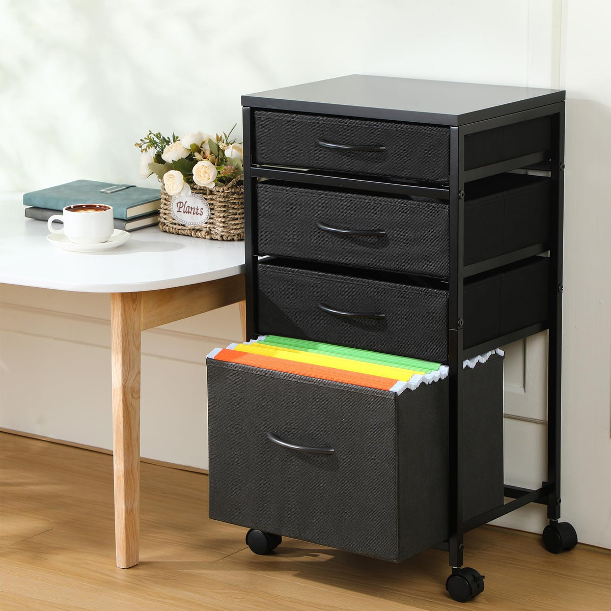 4 Drawer Rolling File Cabinet with Wheels C6354