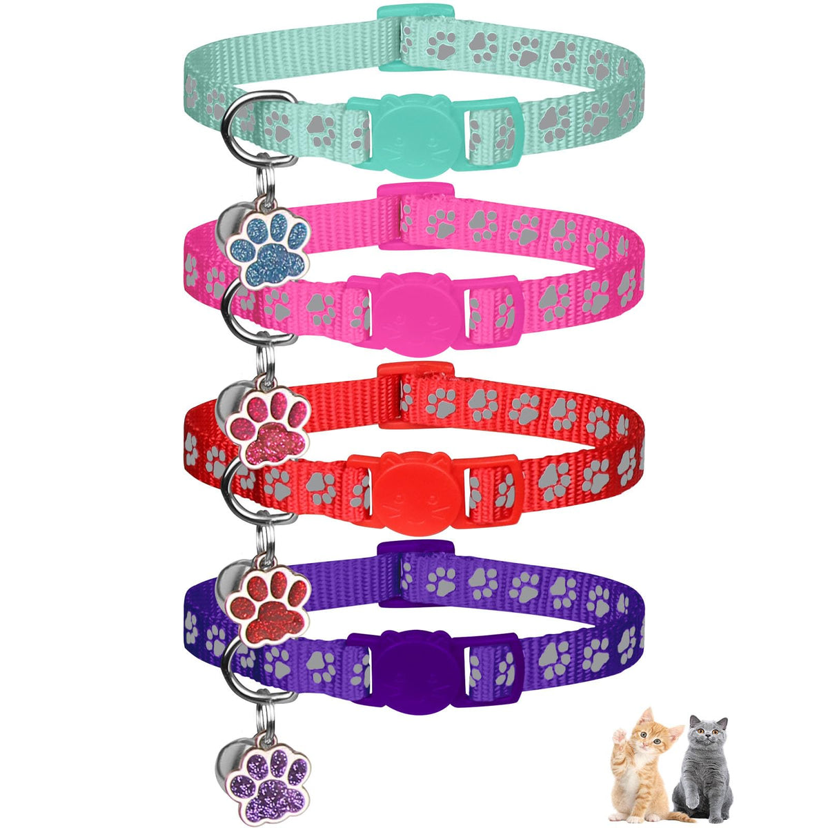 Breakaway Cat Collars with Bells 4PCS D531