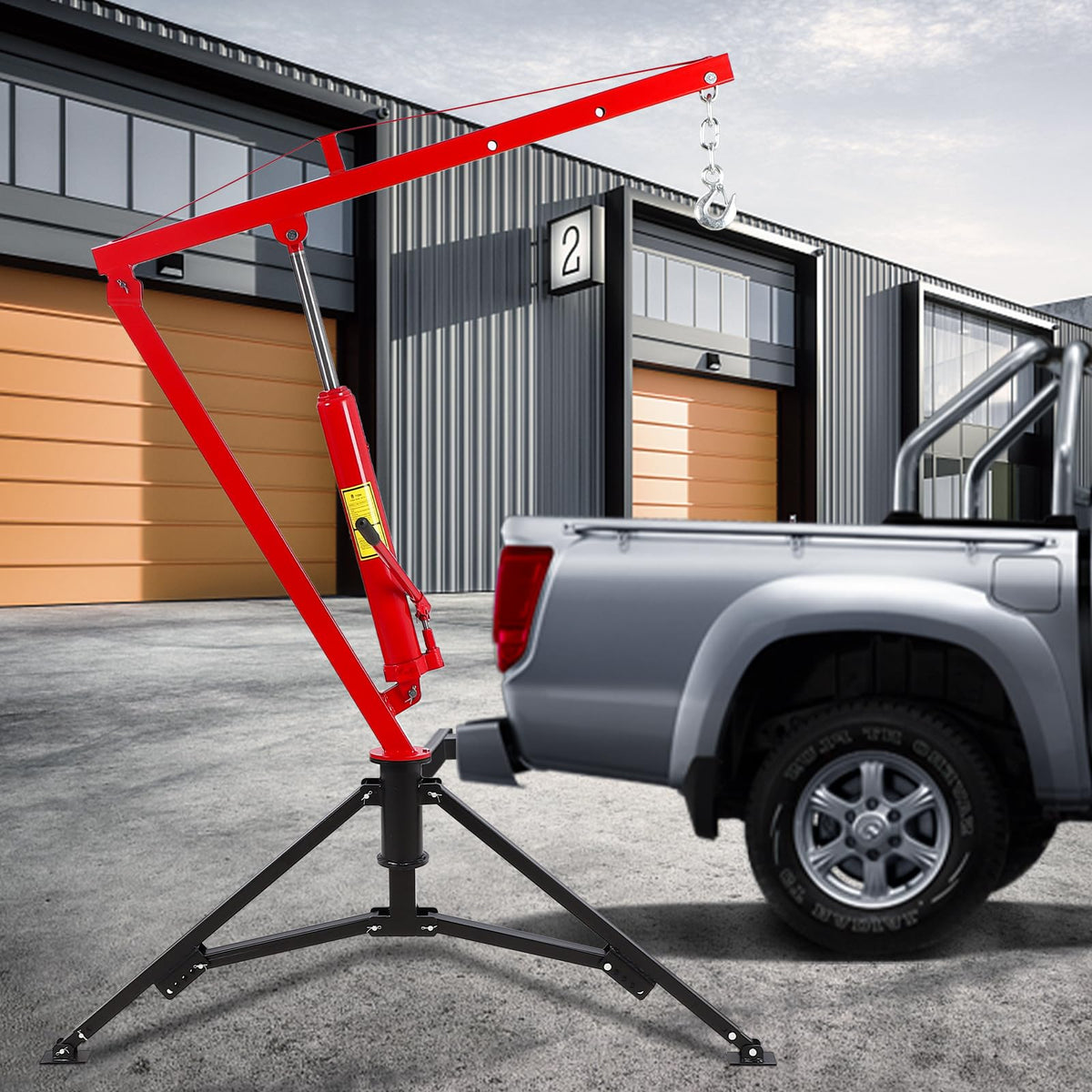 Hydraulic Pickup Truck Crane 360° Swivel 2-Inch Hitch Receiver 1000 Lbs Y779669