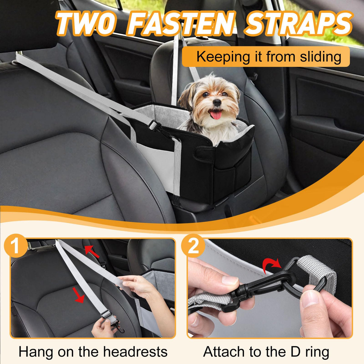 Portable Dog Car Seat for Small Dogs, Black M12482
