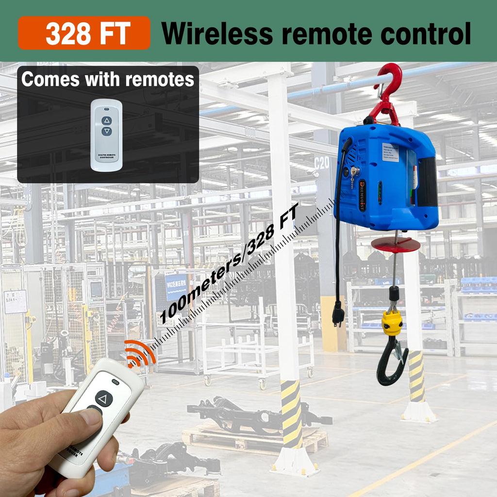 1500lb Portable Electric Hoist Winch I3936