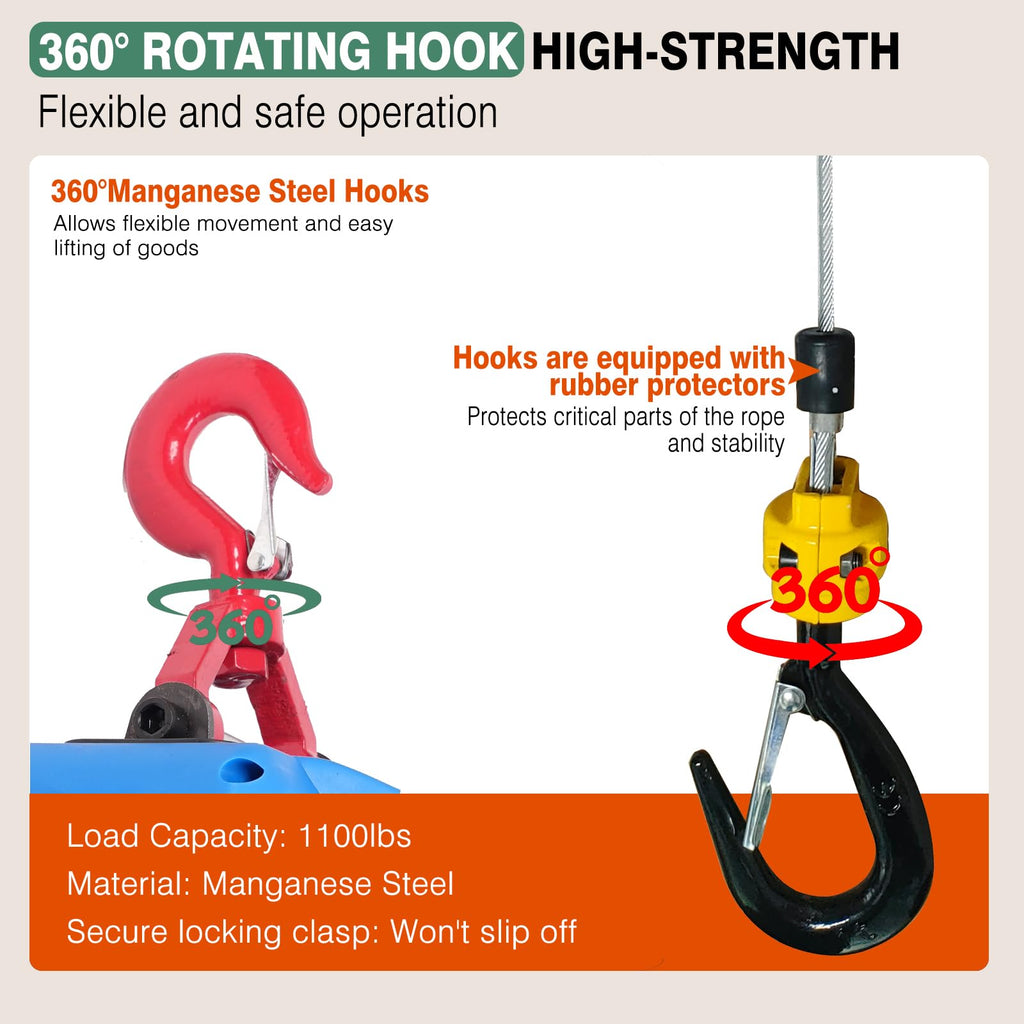 1500lb Portable Electric Hoist Winch I3936