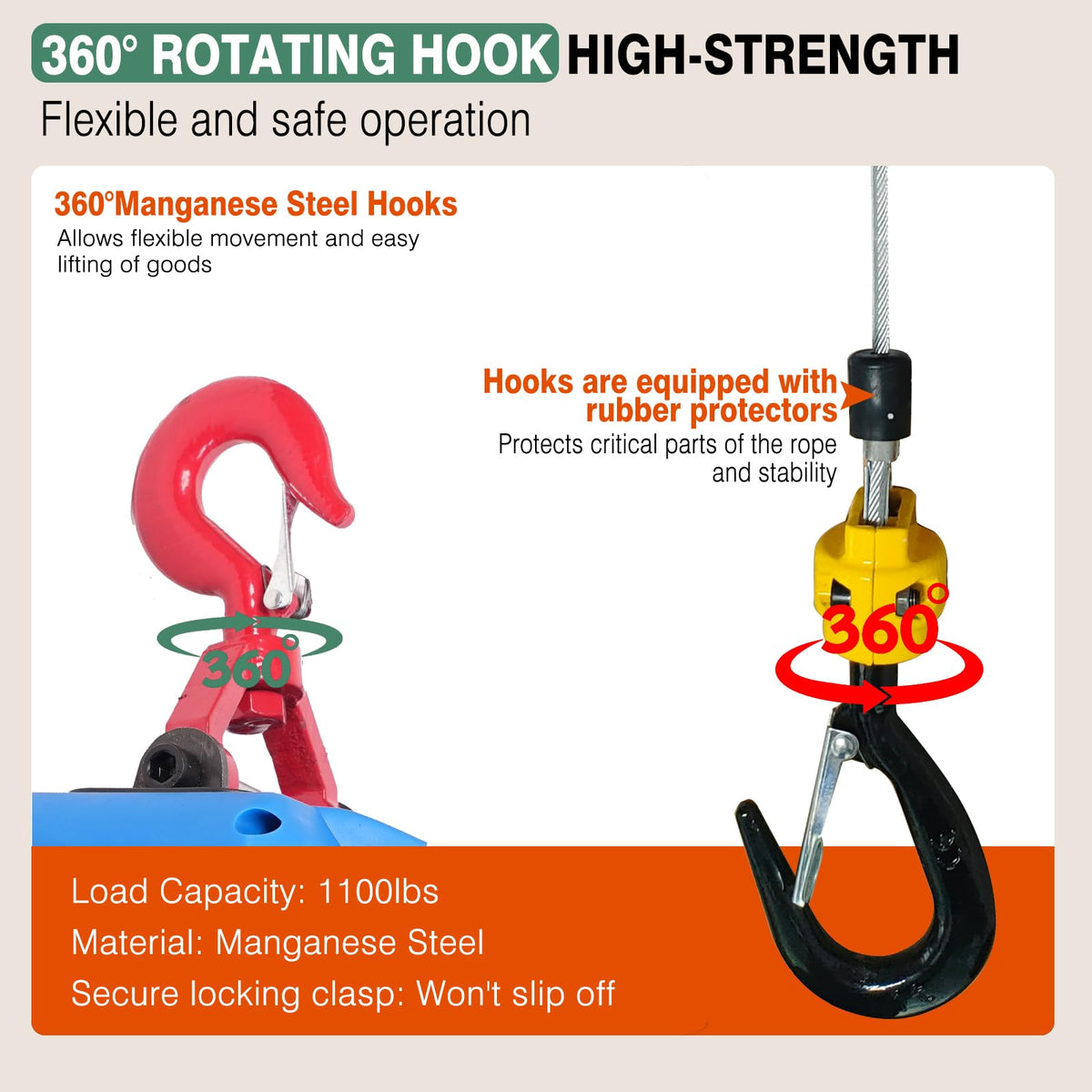 1500lb Portable Electric Hoist Winch I3936