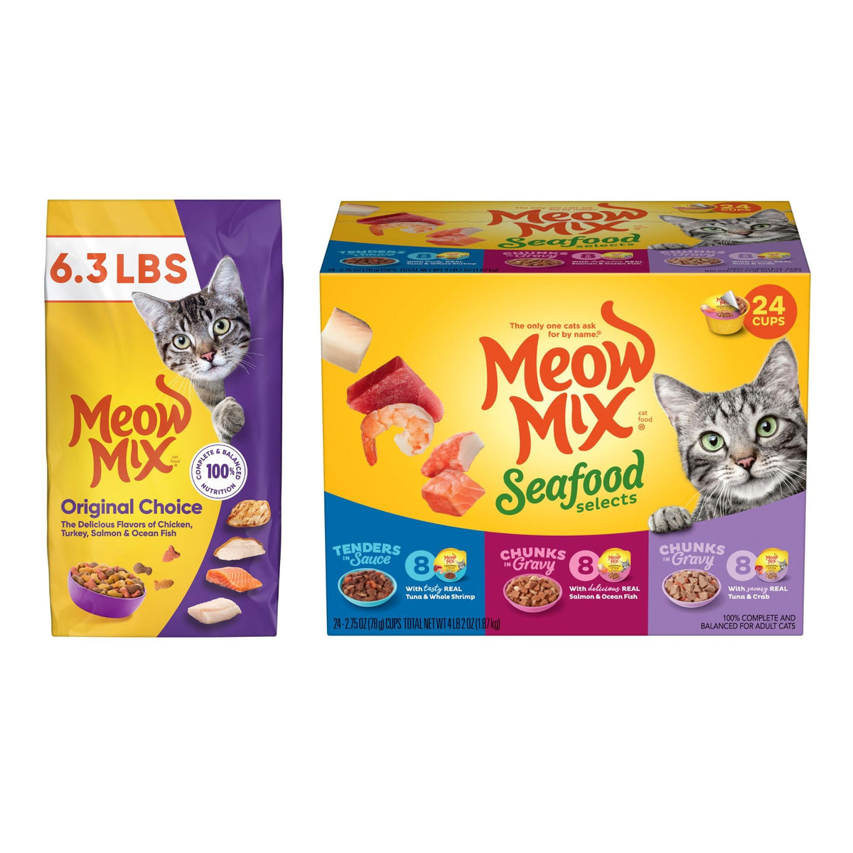 Dry Cat Food 6.3 Pound and Wet Cat Food Variety Pack 2.75 Ounce (Pack of 24) Y749