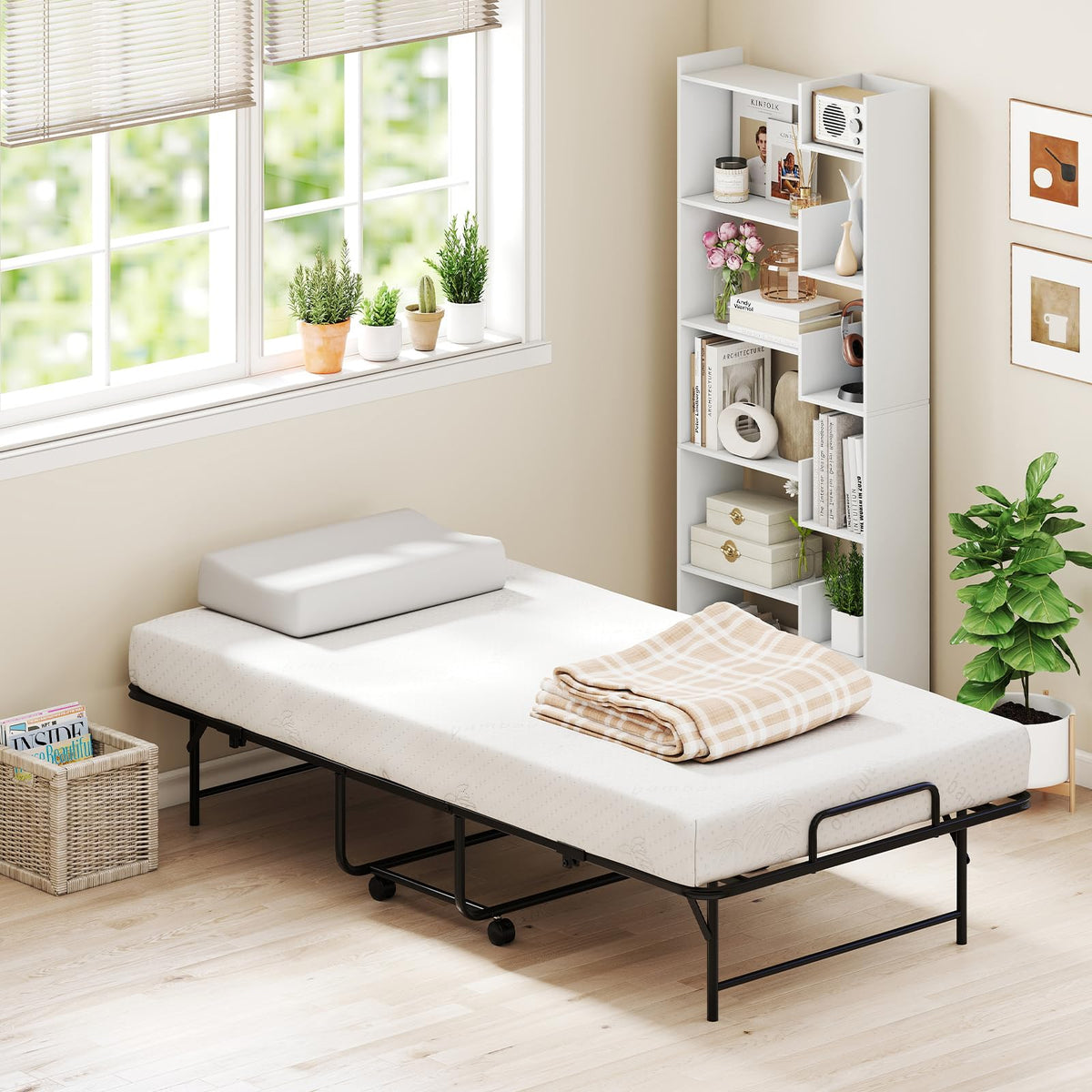 Twin Folding Bed Frame with Memory Foam Mattress O3506
