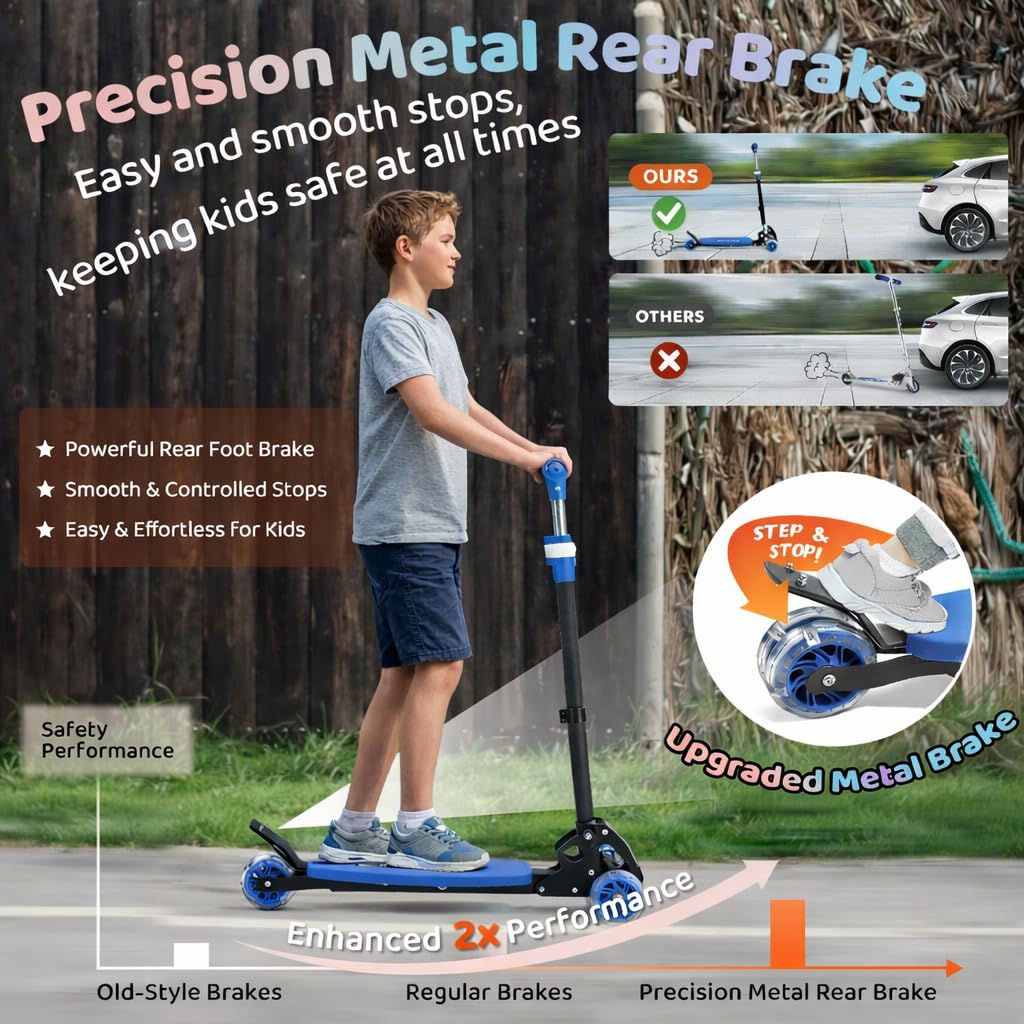 Three Wheeled Light Up Foldable Kick Scooter W49796
