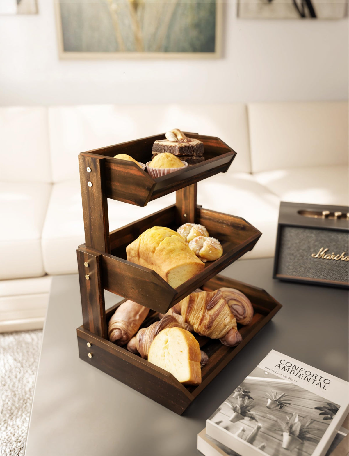 Acacia 3 Tier Fruit Basket F96595