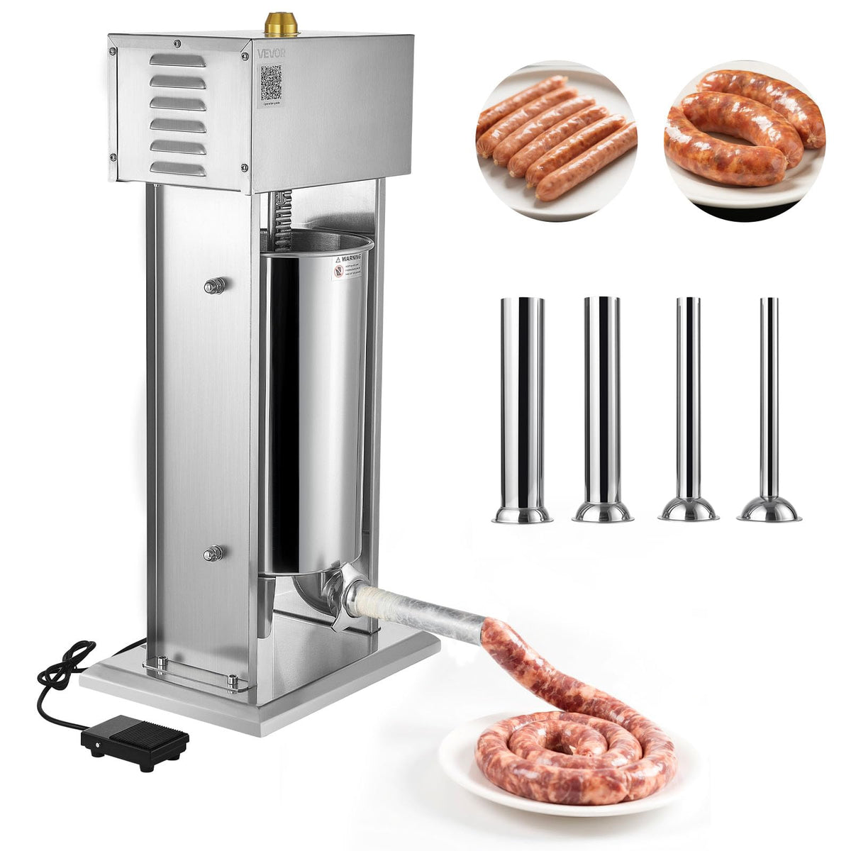 15 L Stainless Steel Electric Sausage Stuffer with 4 Stuffing Tubes U768