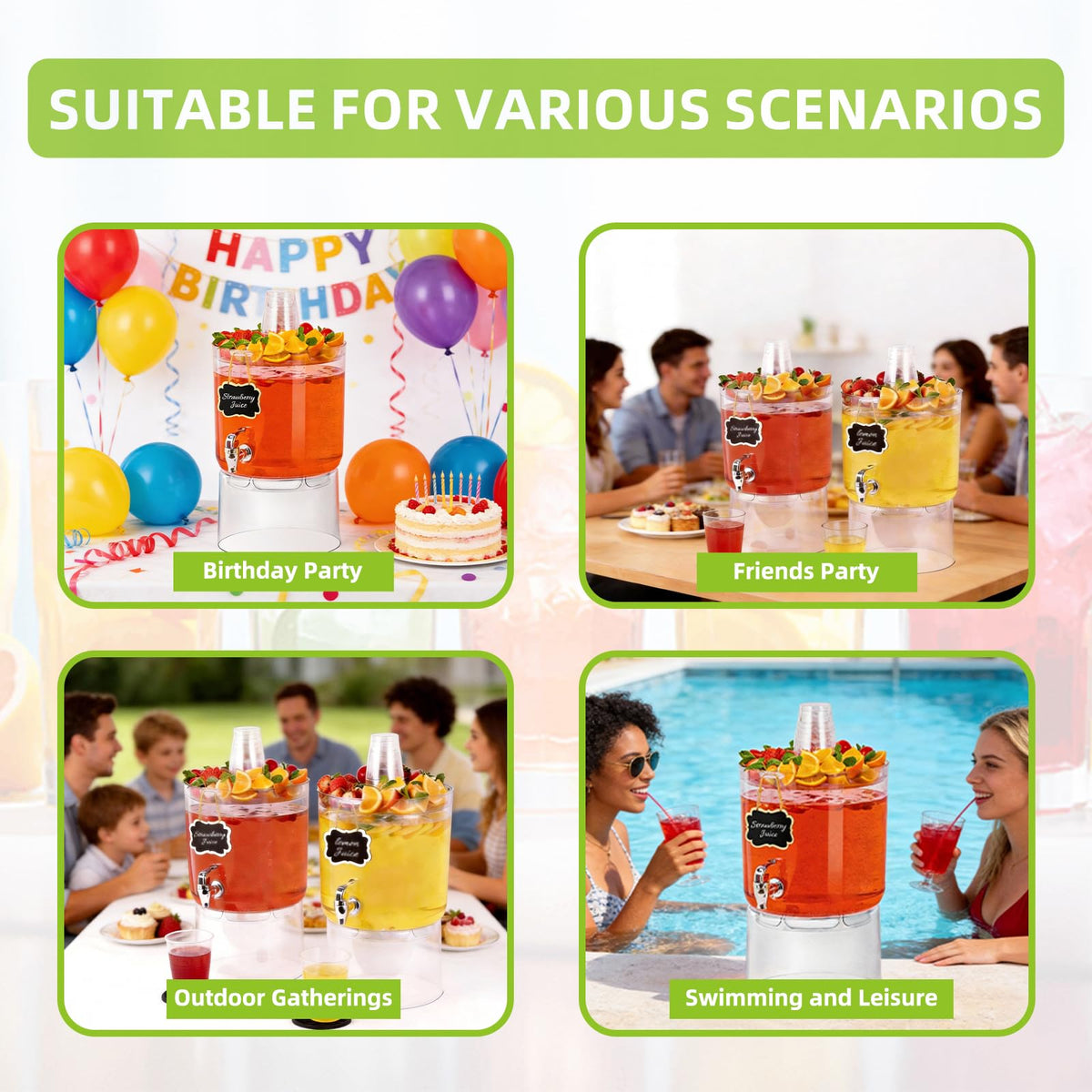 2 Gallon Drink Dispenser with Multi-Function Lid M8542