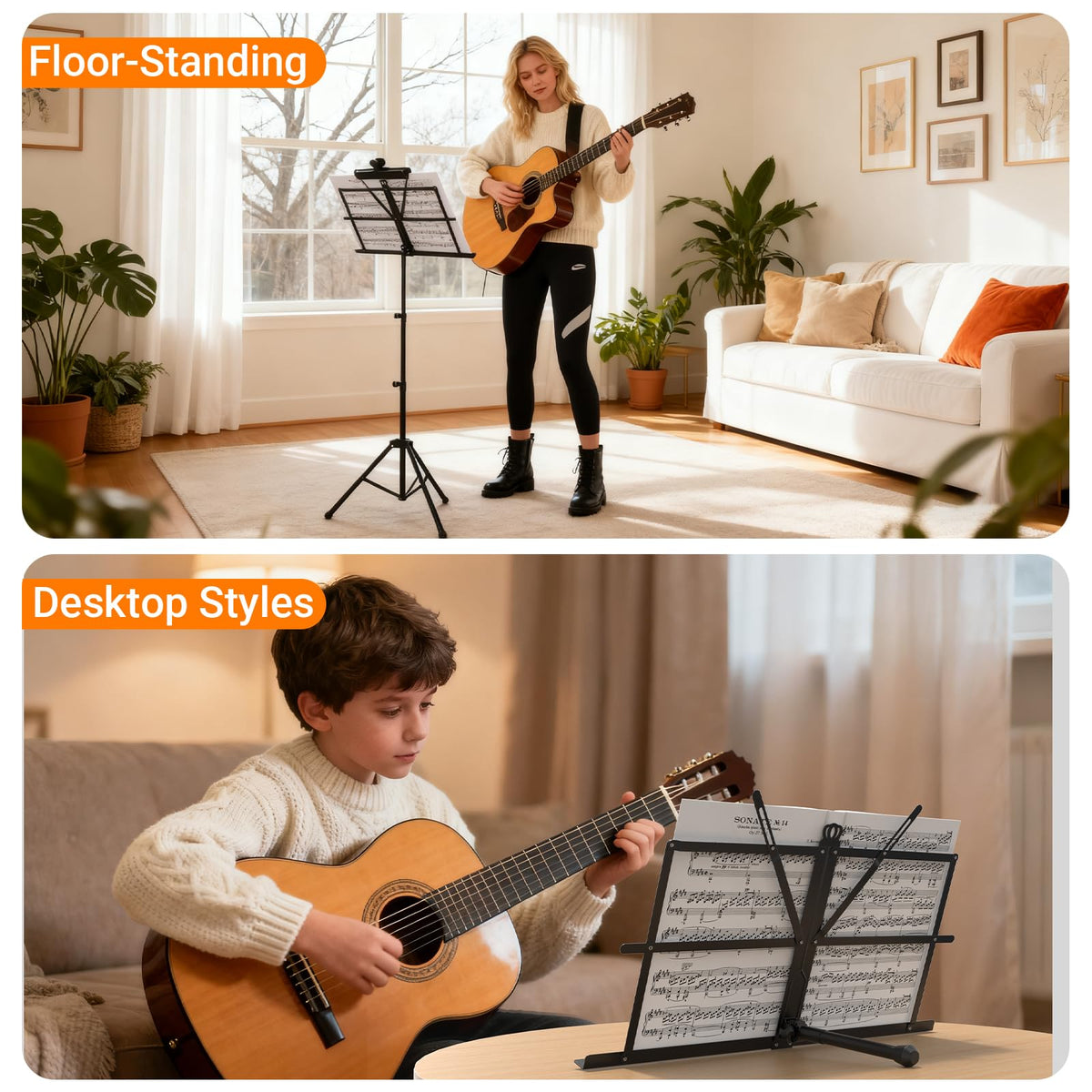 Black Portable Sheet Music Stand with Clamp and Carrying Bag K368429