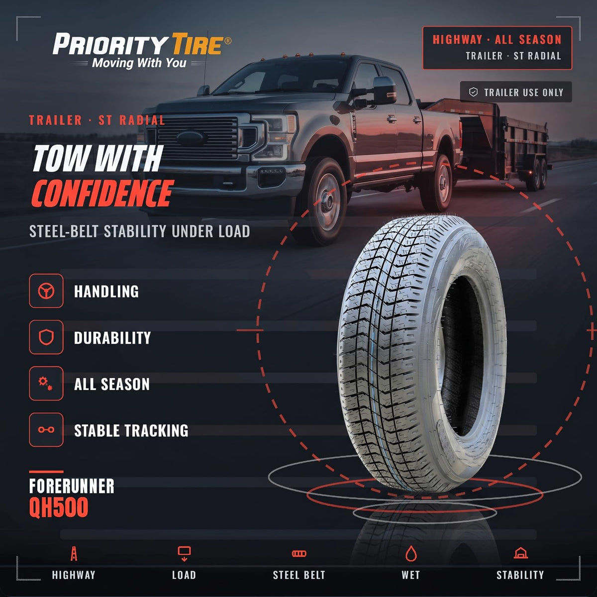 ST205/75D15 All Season 6 Ply Trailer Tire B1608
