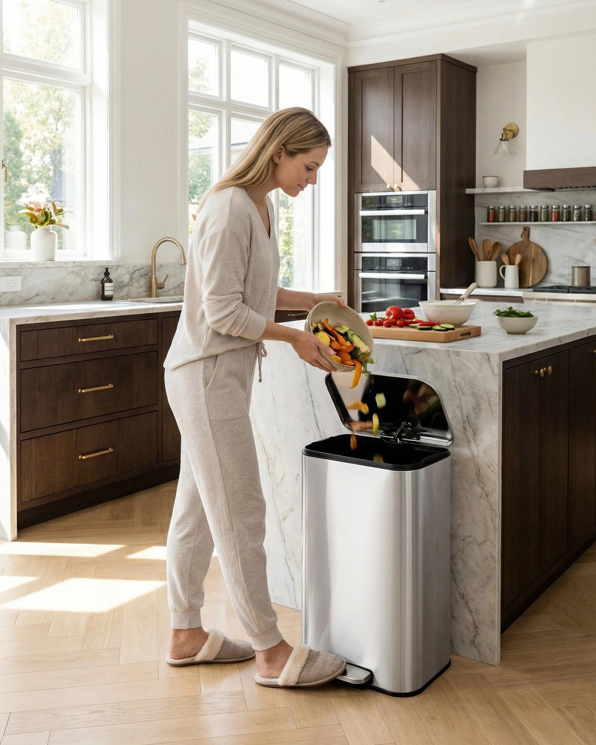 50L Stainless Steel Step Trash Can E91985
