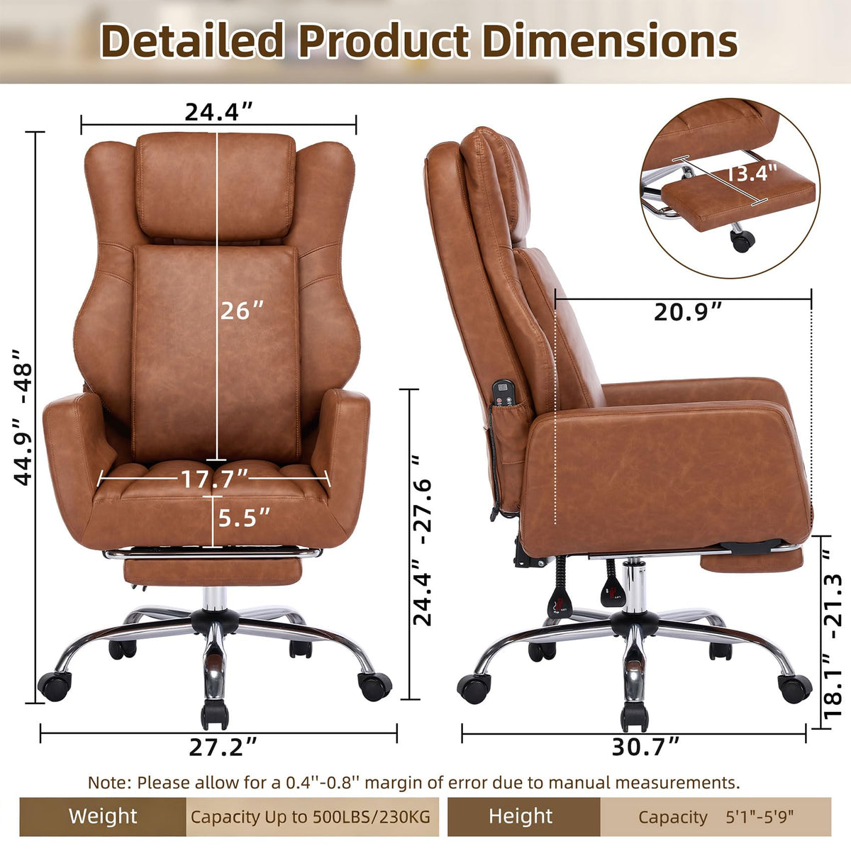 Brown Faux Leather Massage Office Chair Q6806