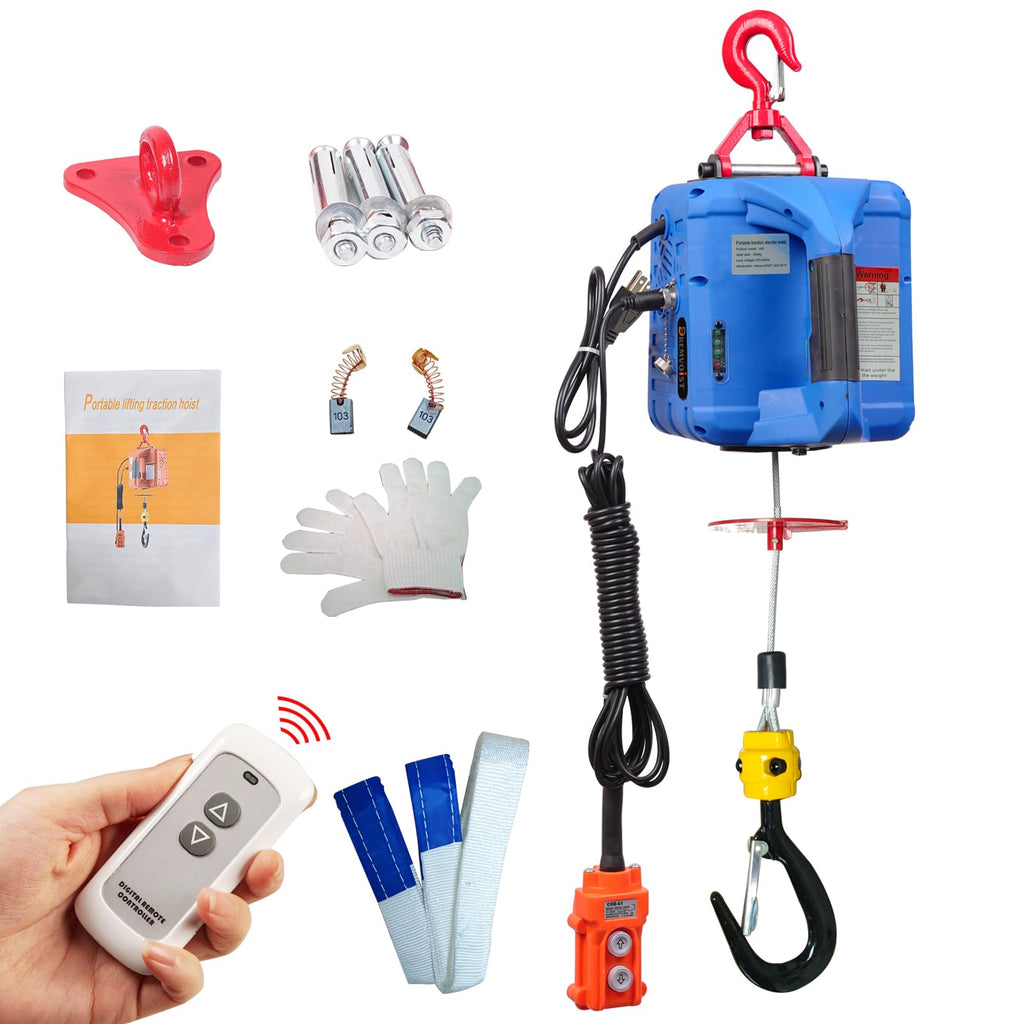 1500lb Portable Electric Hoist Winch I3936