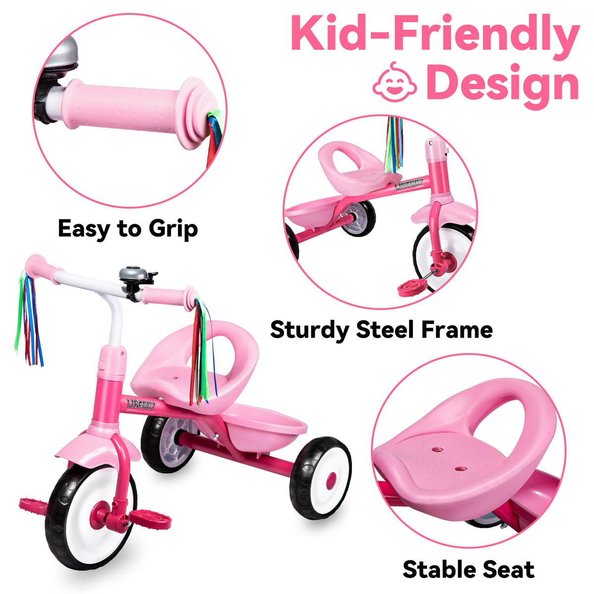 Pink 3 Wheel Toddler Tricycle Q28368