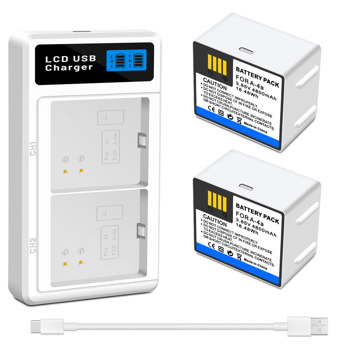 2 Pack A-4A Battery, LCD Dual Charger Station A178279