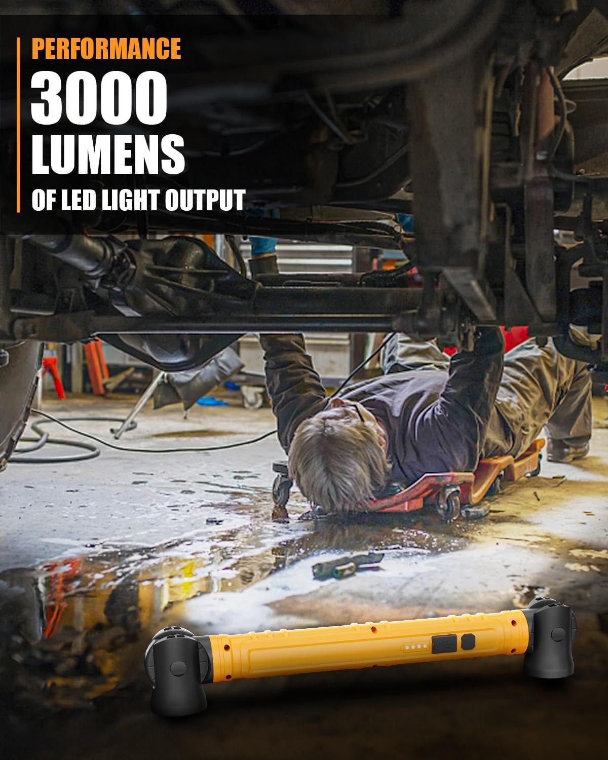 3000LM Rechargeable LED Work Light with Hooks Q26701